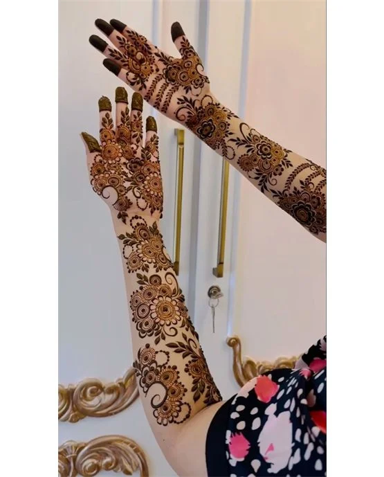 Glamorous Geometric Modern Full Hand Mehndi Design Style
